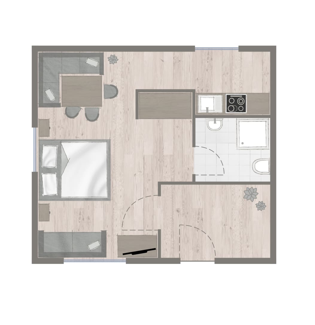 Zimmerskizze der Ferienwohnung am Obersulzberggut