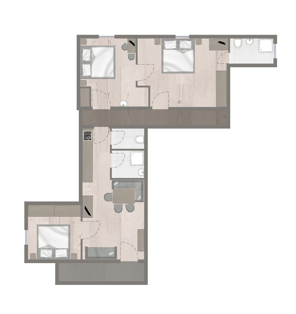 Room layout of the vacation apartment at Obersulzberggut