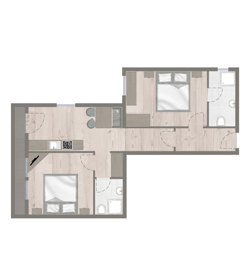 Room sketch of the holiday apartment at Obersulzberggut