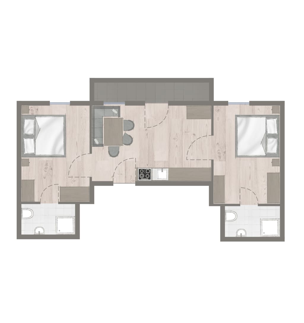 Room sketch of the holiday apartment at Obersulzberggut