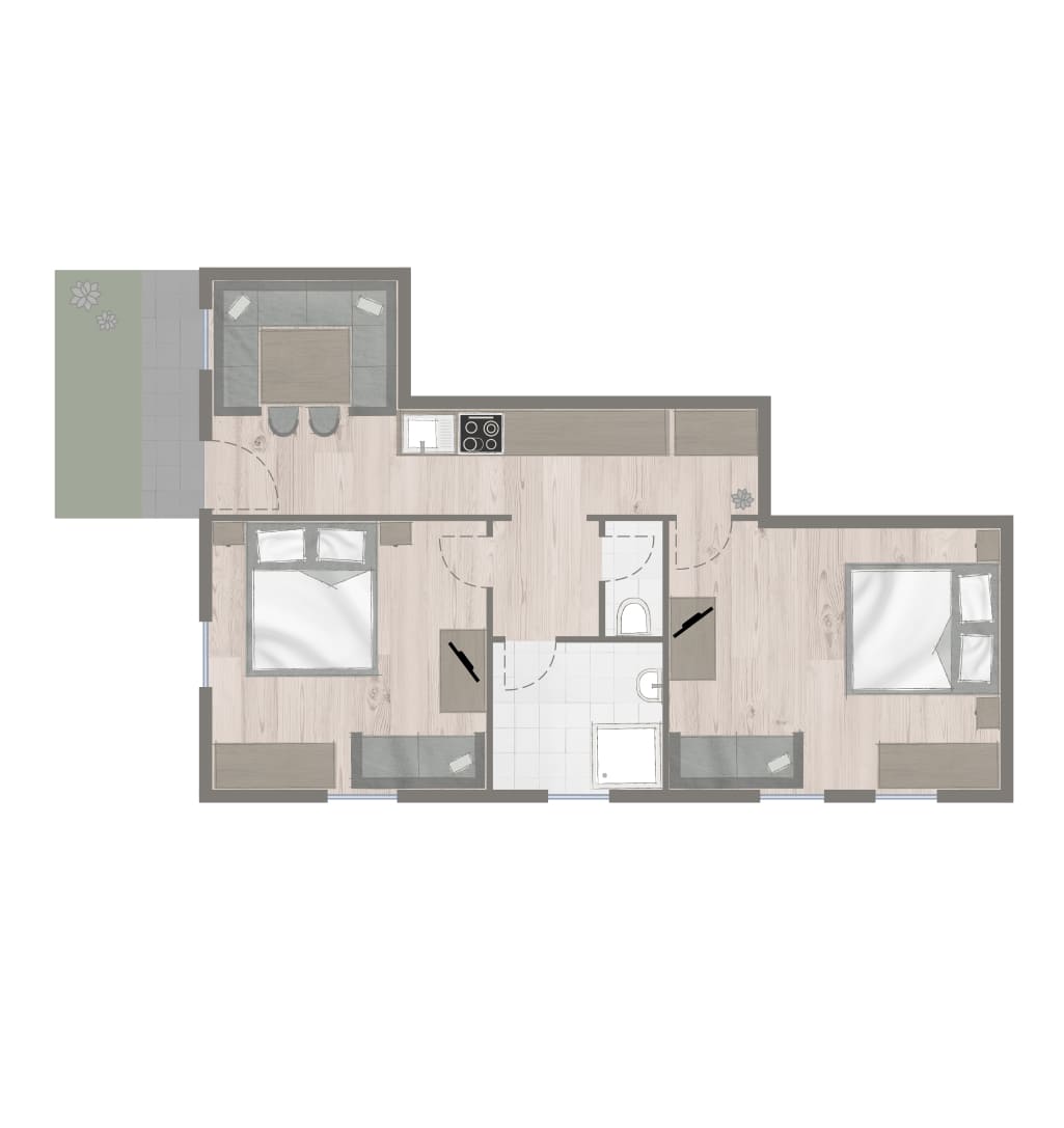 Room layout of the holiday apartment at Obersulzberggut