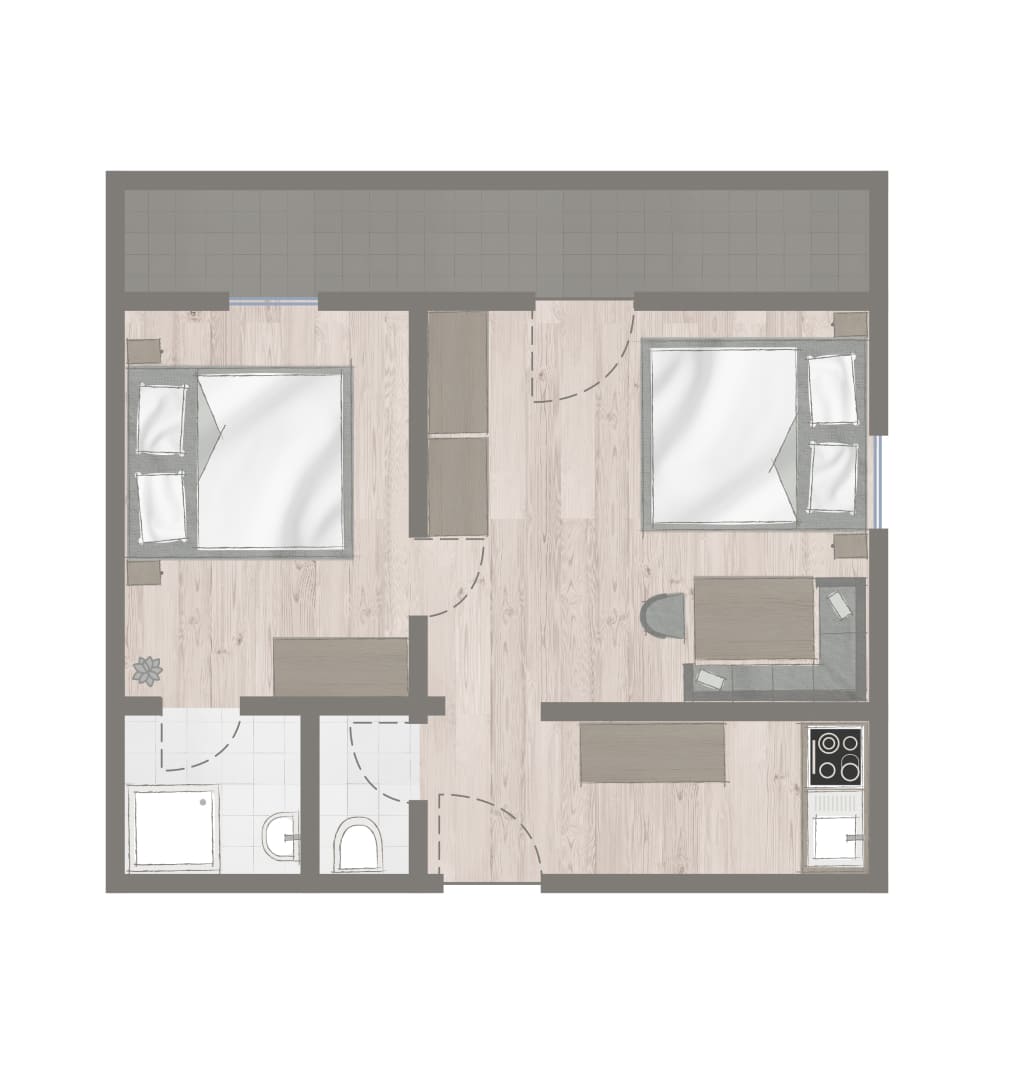 Room layout of the holiday apartment at Obersulzberggut