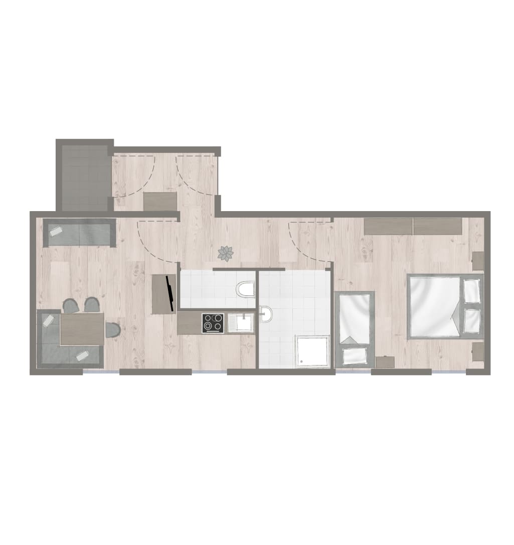 Zimmerskizze der Ferienwohnung am Obersulzberggut