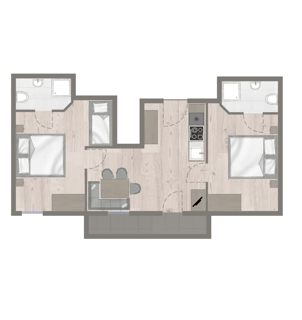 Zimmerskizze der Ferienwohnung am Obersulzberggut