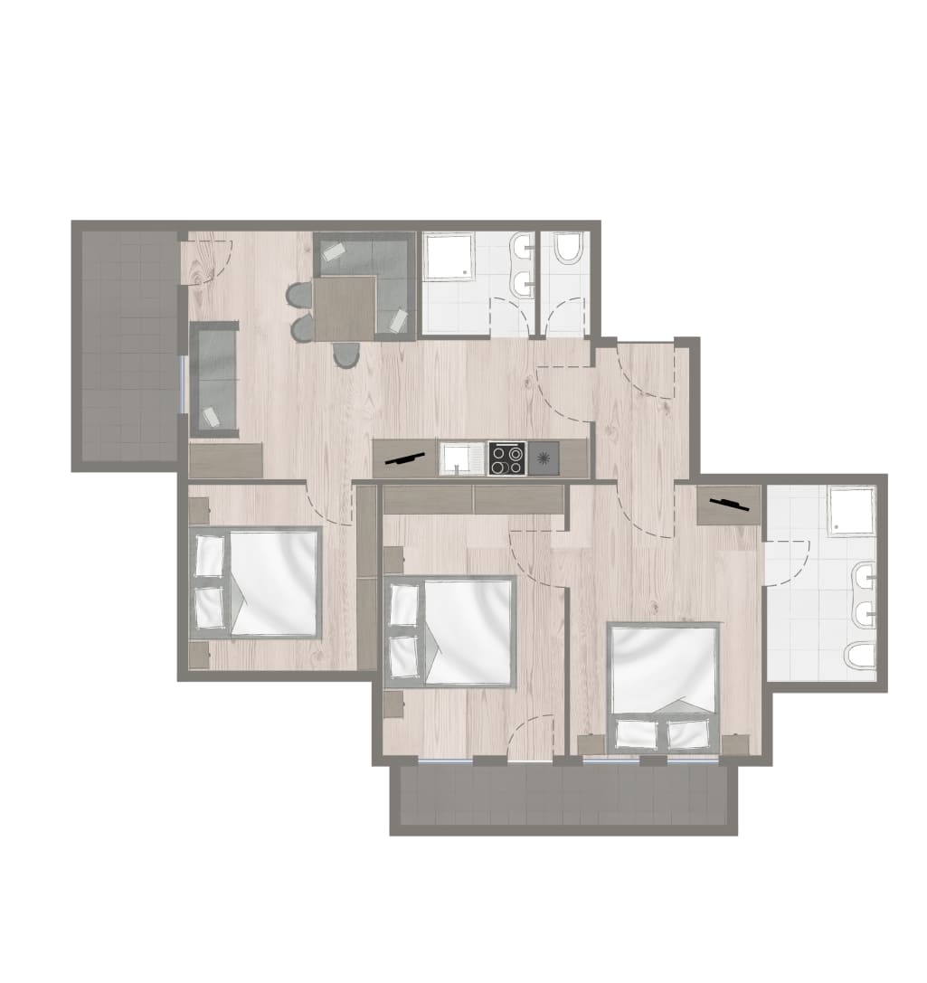 Room layout of the holiday apartment at Obersulzberggut