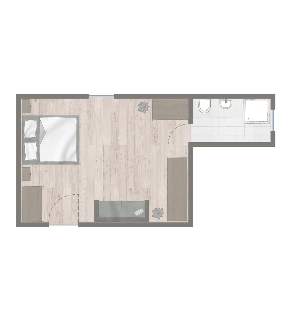 Room sketch of the room at Obersulzberggut